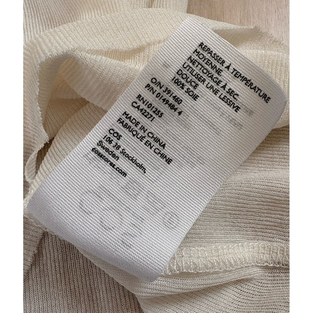 COS Ribbed Silk Tank Top Ivory Capsule Classic Semi Sheer Womens XS Minimalist - Picture 4 of 8
